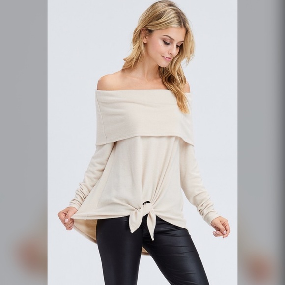 LAST 1! 🛍 Ivory Brushed Off Shoulder Sweater - Picture 2 of 3